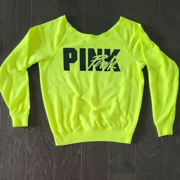 PINK Victoria's Secret Tops - PINK Victoria's Secret Neon Sweatshirt